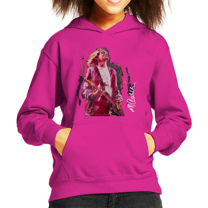 Sidney Maurer Original Portrait Of Kurt Cobain Guitar Kids Hooded Sweatshirt - Kids Boys Hooded Sweatshirt