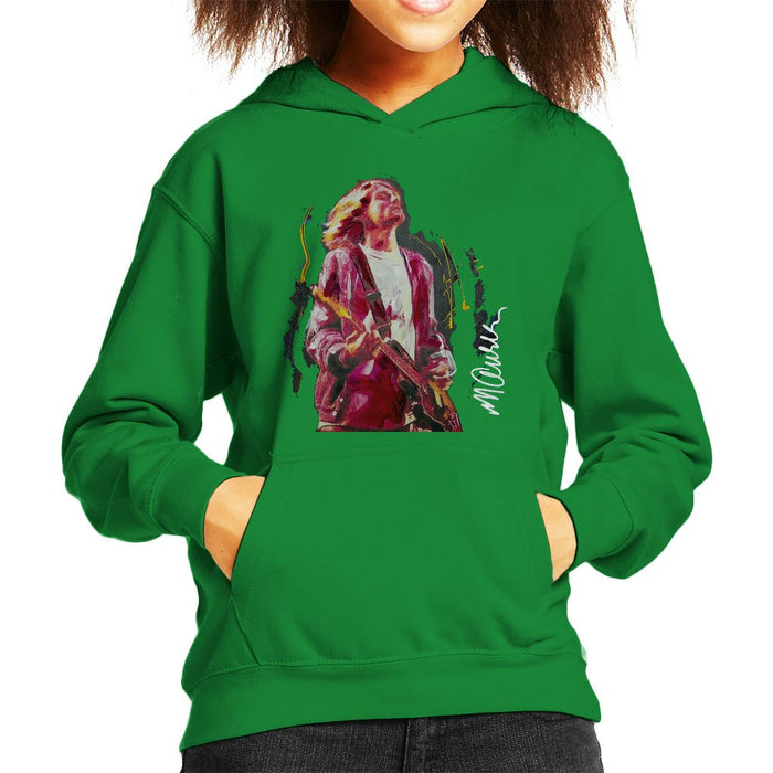 Sidney Maurer Original Portrait Of Kurt Cobain Guitar Kids Hooded Sweatshirt - Kids Boys Hooded Sweatshirt