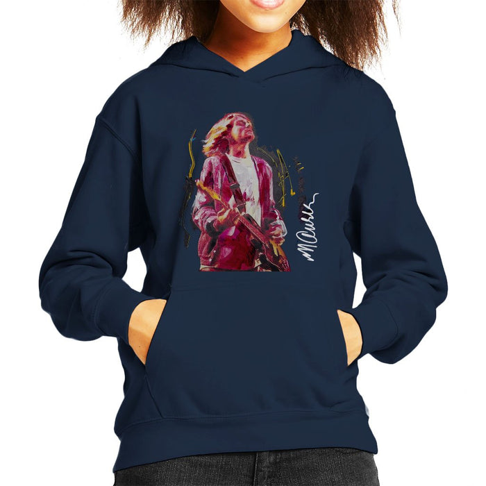 Sidney Maurer Original Portrait Of Kurt Cobain Guitar Kids Hooded Sweatshirt - Kids Boys Hooded Sweatshirt