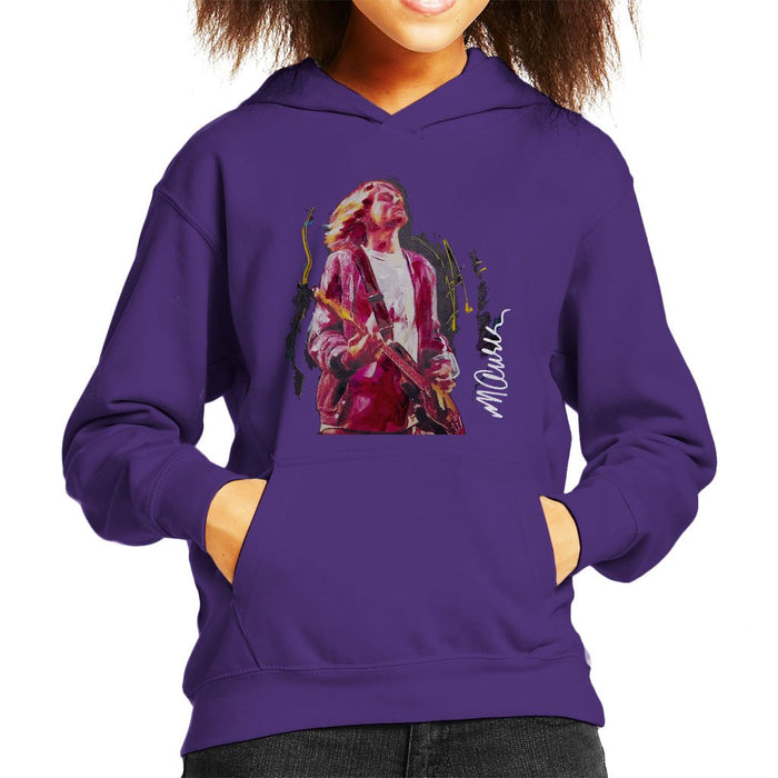 Sidney Maurer Original Portrait Of Kurt Cobain Guitar Kids Hooded Sweatshirt - Kids Boys Hooded Sweatshirt