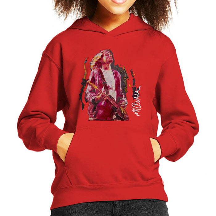 Sidney Maurer Original Portrait Of Kurt Cobain Guitar Kids Hooded Sweatshirt - Kids Boys Hooded Sweatshirt