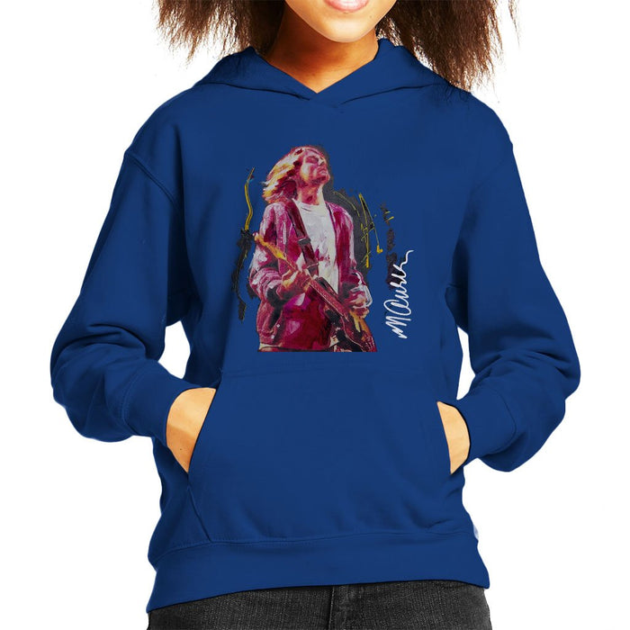 Sidney Maurer Original Portrait Of Kurt Cobain Guitar Kids Hooded Sweatshirt - Kids Boys Hooded Sweatshirt