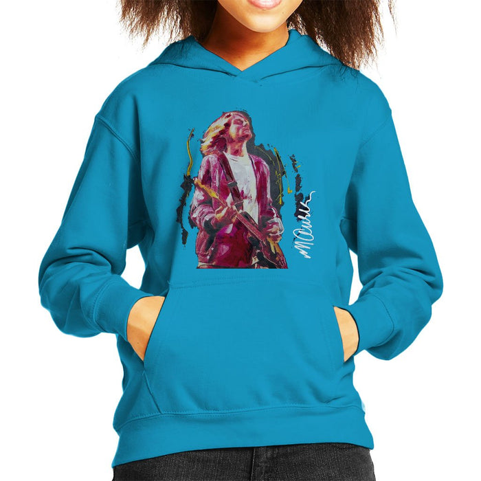 Sidney Maurer Original Portrait Of Kurt Cobain Guitar Kids Hooded Sweatshirt - Kids Boys Hooded Sweatshirt