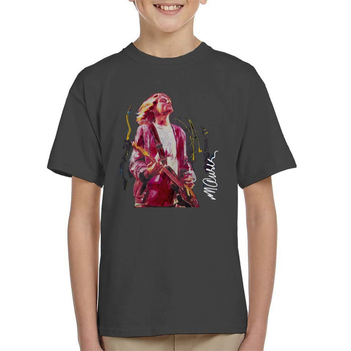 Sidney Maurer Original Portrait Of Kurt Cobain Guitar Kids T-Shirt - Kids Boys T-Shirt