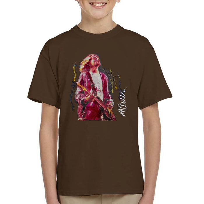 Sidney Maurer Original Portrait Of Kurt Cobain Guitar Kids T-Shirt - Kids Boys T-Shirt