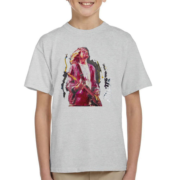 Sidney Maurer Original Portrait Of Kurt Cobain Guitar Kids T-Shirt - Kids Boys T-Shirt