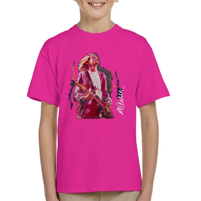 Sidney Maurer Original Portrait Of Kurt Cobain Guitar Kids T-Shirt - Kids Boys T-Shirt