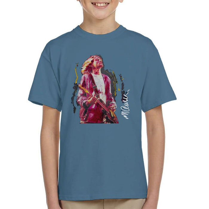 Sidney Maurer Original Portrait Of Kurt Cobain Guitar Kids T-Shirt - Kids Boys T-Shirt