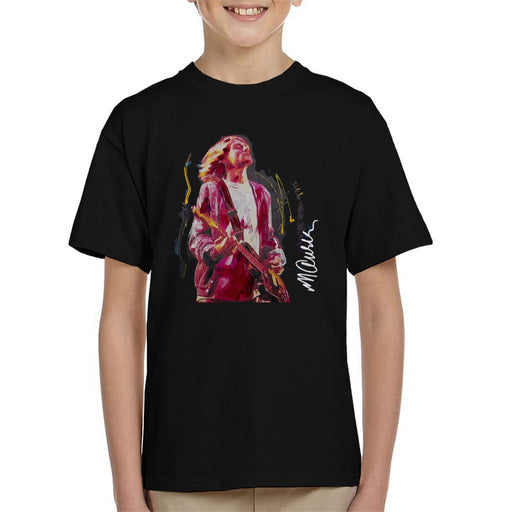 Sidney Maurer Original Portrait Of Kurt Cobain Guitar Kids T-Shirt - Kids Boys T-Shirt