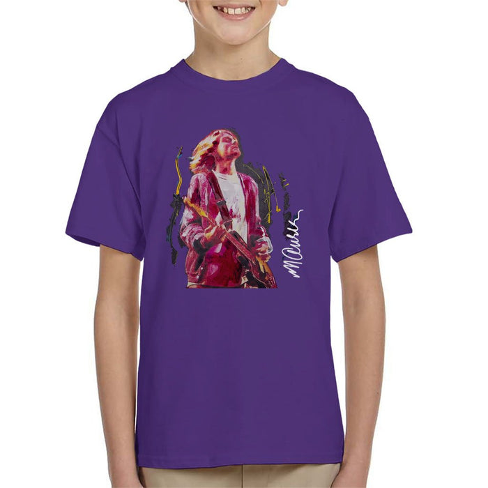 Sidney Maurer Original Portrait Of Kurt Cobain Guitar Kids T-Shirt - Kids Boys T-Shirt