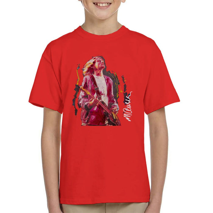 Sidney Maurer Original Portrait Of Kurt Cobain Guitar Kids T-Shirt - Kids Boys T-Shirt