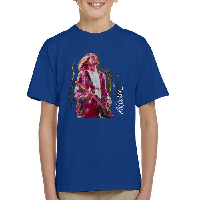 Sidney Maurer Original Portrait Of Kurt Cobain Guitar Kids T-Shirt - Kids Boys T-Shirt