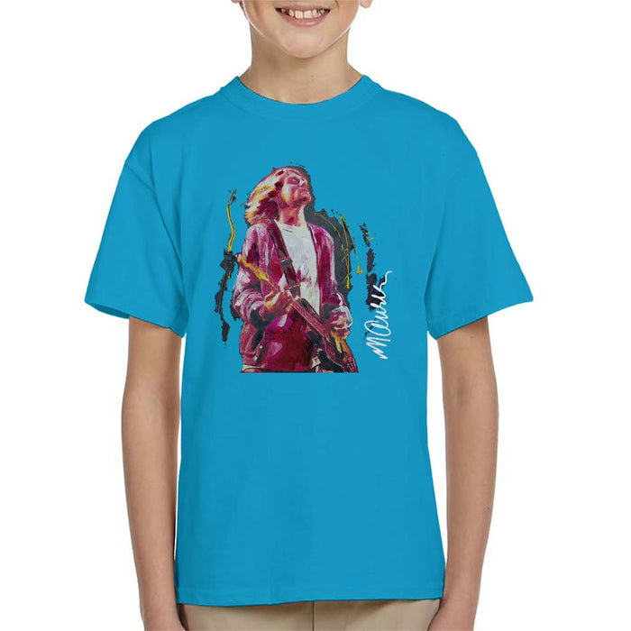 Sidney Maurer Original Portrait Of Kurt Cobain Guitar Kids T-Shirt - Kids Boys T-Shirt