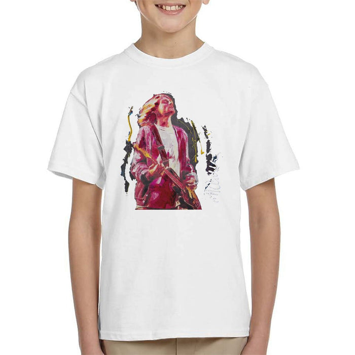 Sidney Maurer Original Portrait Of Kurt Cobain Guitar Kids T-Shirt - Kids Boys T-Shirt