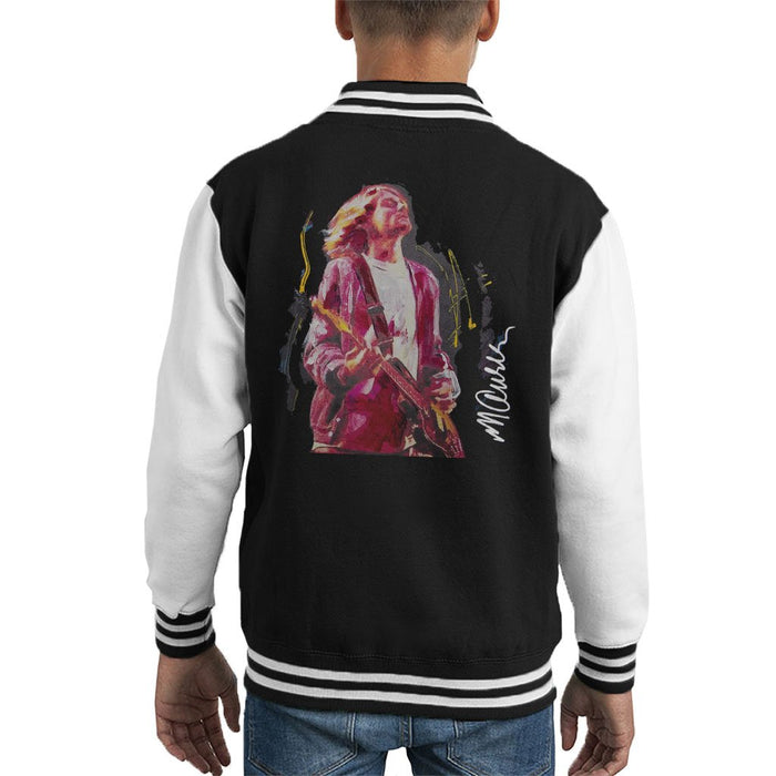 Sidney Maurer Original Portrait Of Kurt Cobain Guitar Kids Varsity Jacket - Kids Boys Varsity Jacket