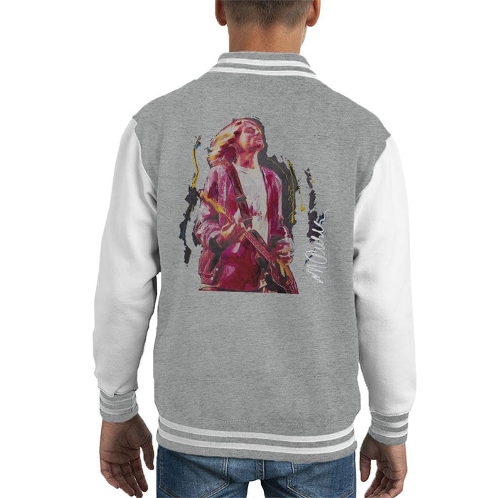 Sidney Maurer Original Portrait Of Kurt Cobain Guitar Kids Varsity Jacket - Kids Boys Varsity Jacket
