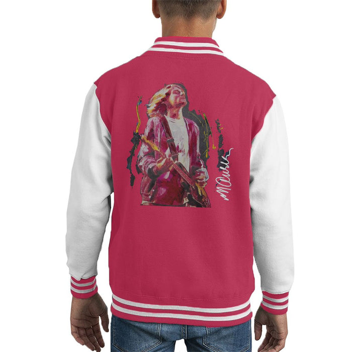 Sidney Maurer Original Portrait Of Kurt Cobain Guitar Kids Varsity Jacket - Kids Boys Varsity Jacket