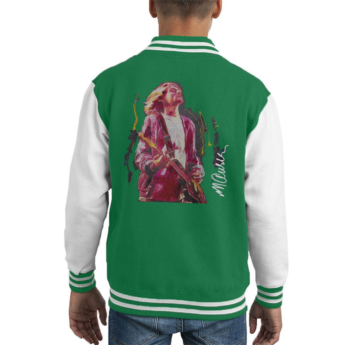 Sidney Maurer Original Portrait Of Kurt Cobain Guitar Kids Varsity Jacket - Kids Boys Varsity Jacket