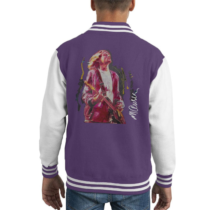 Sidney Maurer Original Portrait Of Kurt Cobain Guitar Kids Varsity Jacket - Kids Boys Varsity Jacket