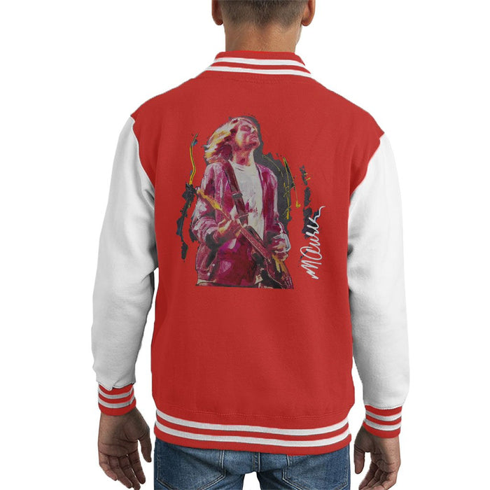 Sidney Maurer Original Portrait Of Kurt Cobain Guitar Kids Varsity Jacket - Kids Boys Varsity Jacket