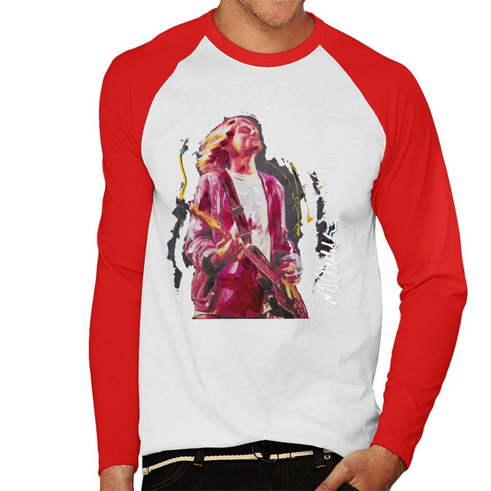 Sidney Maurer Original Portrait Of Kurt Cobain Guitar Mens Baseball Long Sleeved T-Shirt - Mens Baseball Long Sleeved T-Shirt