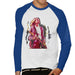 Sidney Maurer Original Portrait Of Kurt Cobain Guitar Mens Baseball Long Sleeved T-Shirt - Small / White/Royal - Mens Baseball Long Sleeved
