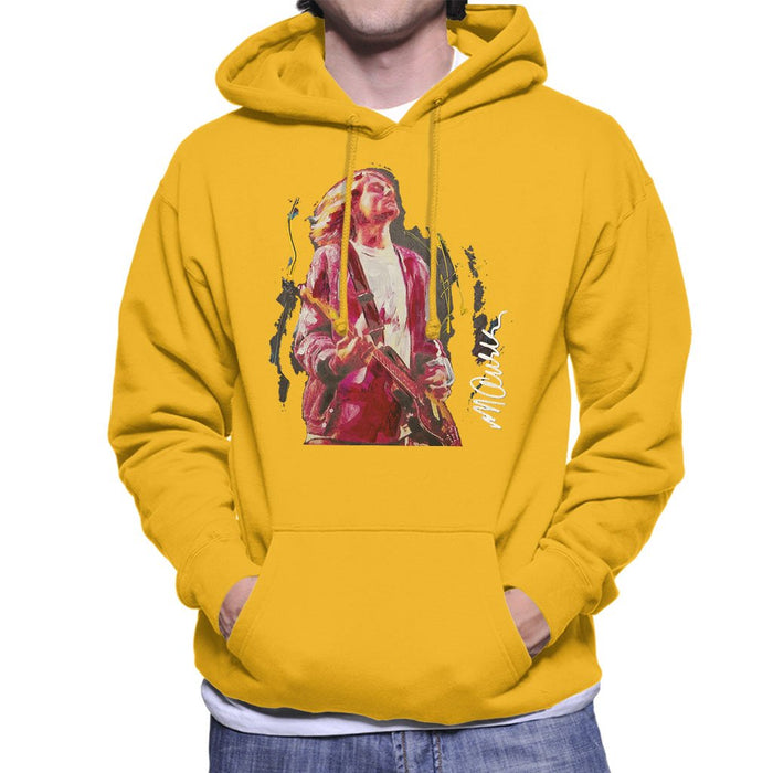 Sidney Maurer Original Portrait Of Kurt Cobain Guitar Mens Hooded Sweatshirt - Small / Gold - Mens Hooded Sweatshirt