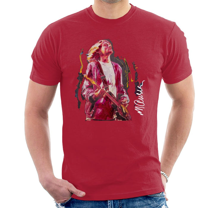 Sidney Maurer Original Portrait Of Kurt Cobain Guitar Mens T-Shirt - Mens T-Shirt