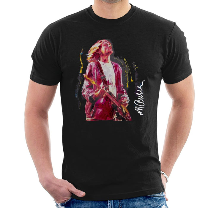Sidney Maurer Original Portrait Of Kurt Cobain Guitar Mens T-Shirt - Mens T-Shirt