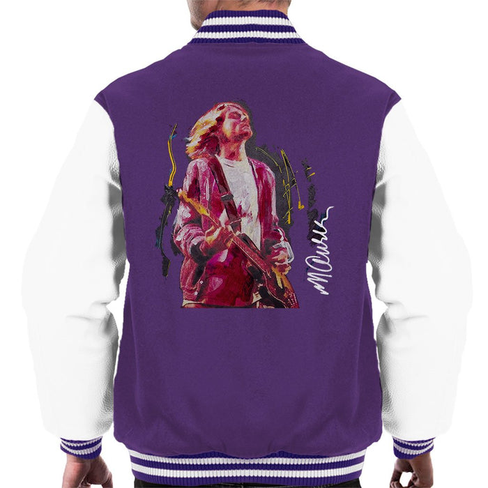 Sidney Maurer Original Portrait Of Kurt Cobain Guitar Mens Varsity Jacket - Mens Varsity Jacket
