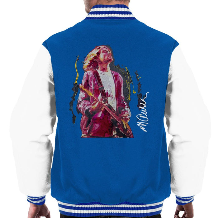 Sidney Maurer Original Portrait Of Kurt Cobain Guitar Mens Varsity Jacket - Small / Royal/White - Mens Varsity Jacket
