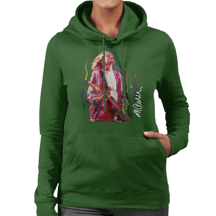 Sidney Maurer Original Portrait Of Kurt Cobain Guitar Womens Hooded Sweatshirt - Womens Hooded Sweatshirt