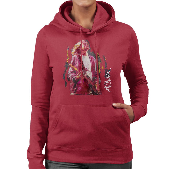 Sidney Maurer Original Portrait Of Kurt Cobain Guitar Womens Hooded Sweatshirt - Womens Hooded Sweatshirt