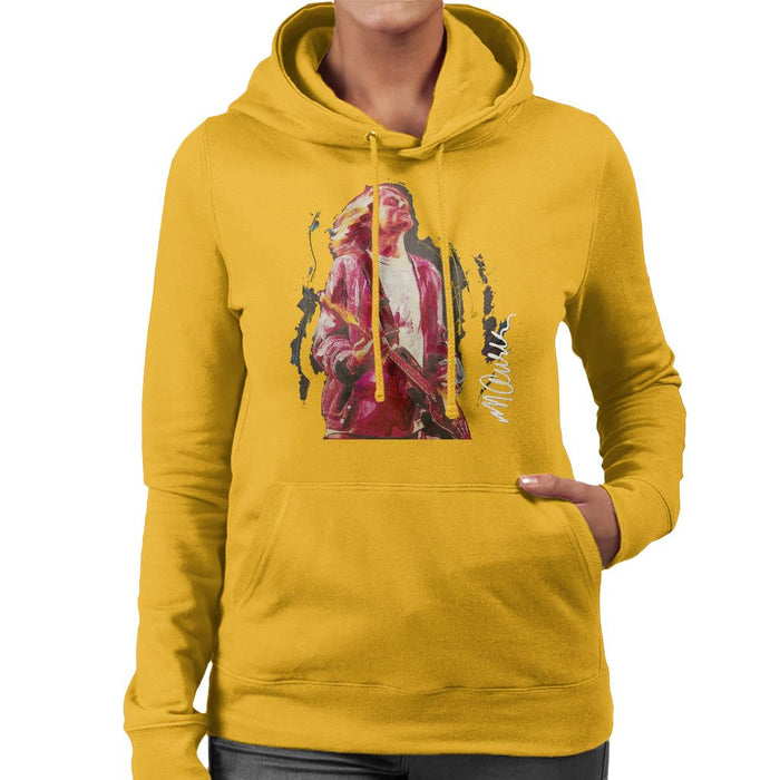 Sidney Maurer Original Portrait Of Kurt Cobain Guitar Womens Hooded Sweatshirt - Womens Hooded Sweatshirt