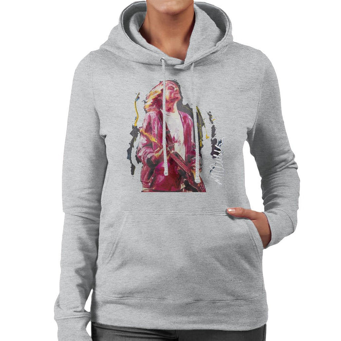 Sidney Maurer Original Portrait Of Kurt Cobain Guitar Womens Hooded Sweatshirt - Womens Hooded Sweatshirt