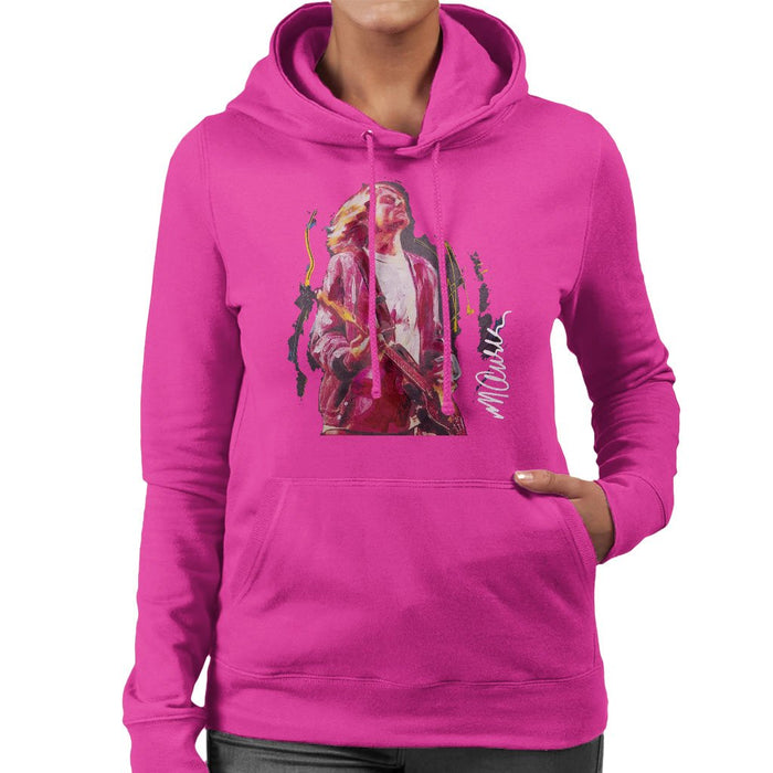 Sidney Maurer Original Portrait Of Kurt Cobain Guitar Womens Hooded Sweatshirt - Womens Hooded Sweatshirt