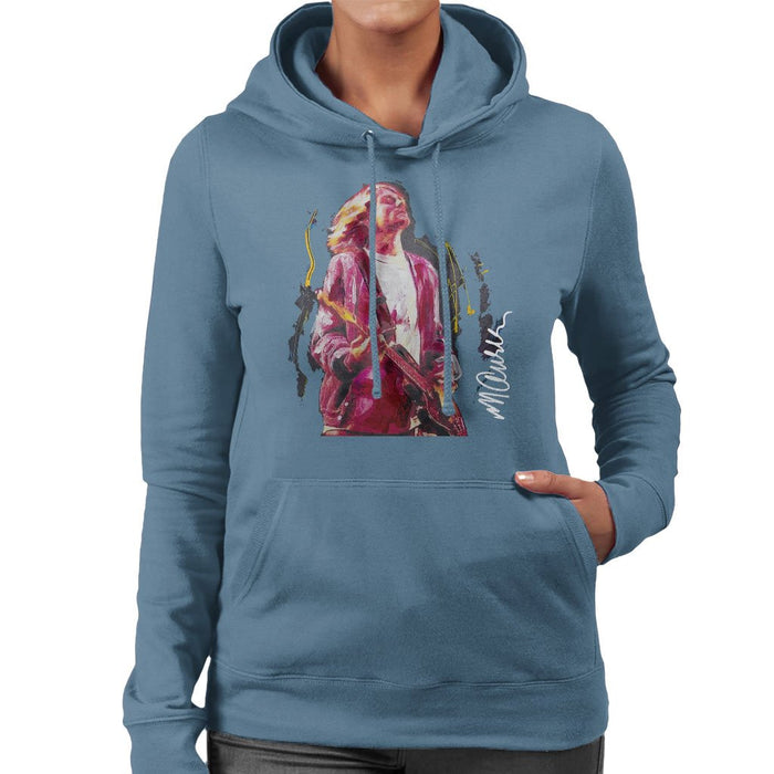 Sidney Maurer Original Portrait Of Kurt Cobain Guitar Womens Hooded Sweatshirt - Womens Hooded Sweatshirt