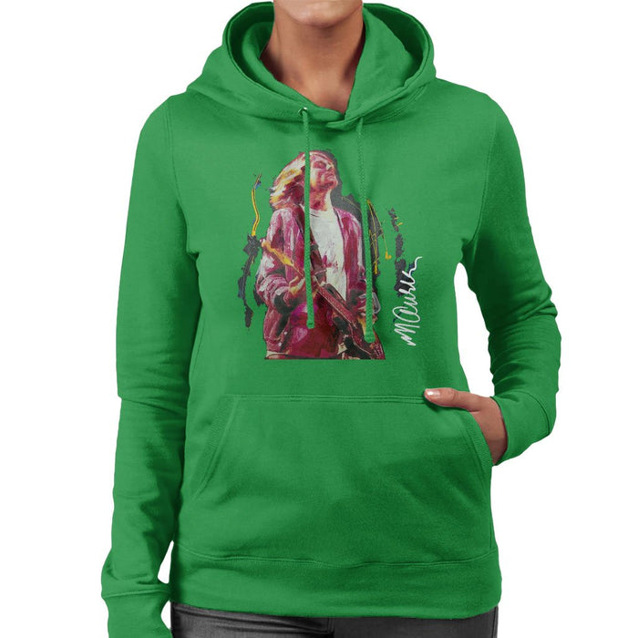 Sidney Maurer Original Portrait Of Kurt Cobain Guitar Womens Hooded Sweatshirt - Womens Hooded Sweatshirt