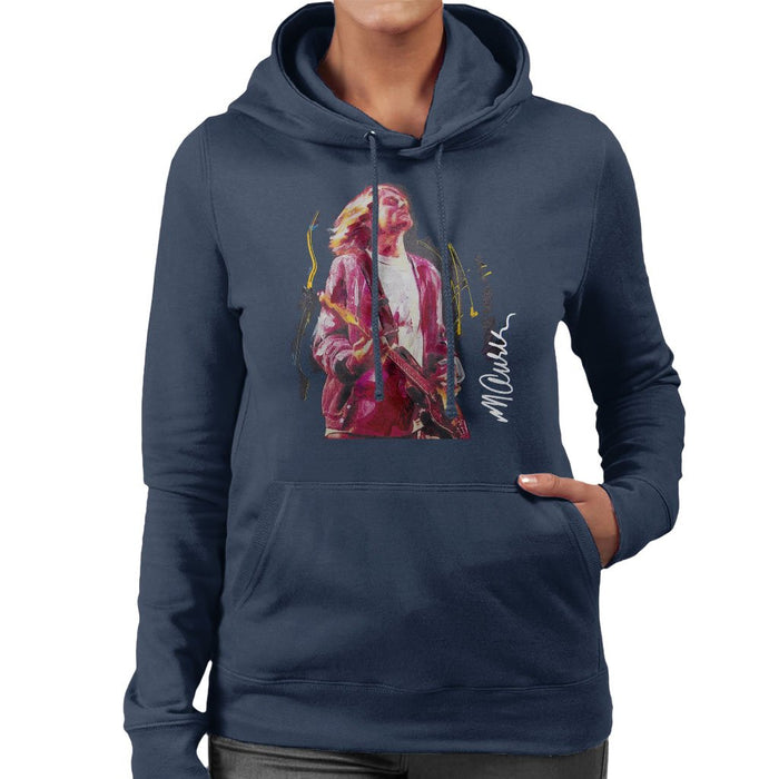 Sidney Maurer Original Portrait Of Kurt Cobain Guitar Womens Hooded Sweatshirt - Womens Hooded Sweatshirt