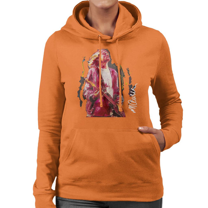 Sidney Maurer Original Portrait Of Kurt Cobain Guitar Womens Hooded Sweatshirt - Womens Hooded Sweatshirt