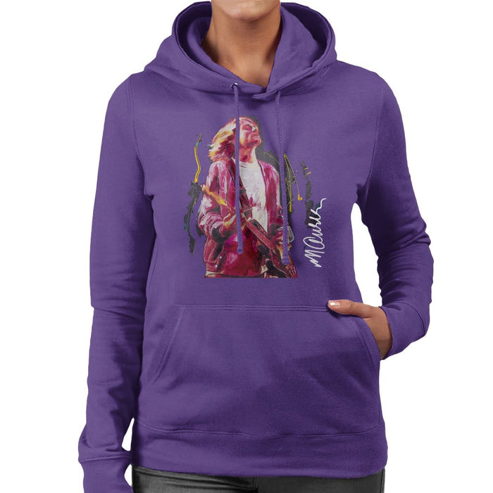 Sidney Maurer Original Portrait Of Kurt Cobain Guitar Womens Hooded Sweatshirt - Womens Hooded Sweatshirt