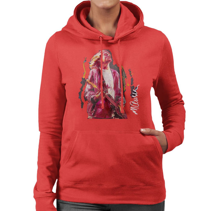 Sidney Maurer Original Portrait Of Kurt Cobain Guitar Womens Hooded Sweatshirt - Womens Hooded Sweatshirt