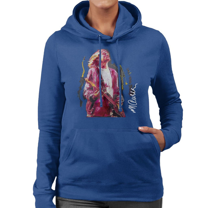 Sidney Maurer Original Portrait Of Kurt Cobain Guitar Womens Hooded Sweatshirt - Womens Hooded Sweatshirt