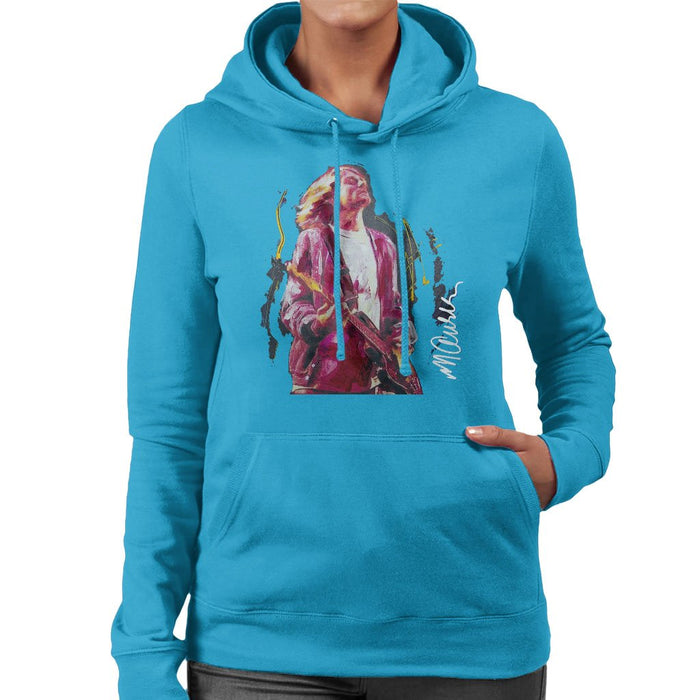 Sidney Maurer Original Portrait Of Kurt Cobain Guitar Womens Hooded Sweatshirt - Womens Hooded Sweatshirt