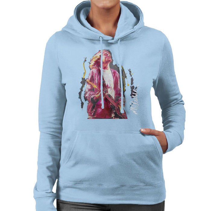 Sidney Maurer Original Portrait Of Kurt Cobain Guitar Womens Hooded Sweatshirt - Womens Hooded Sweatshirt
