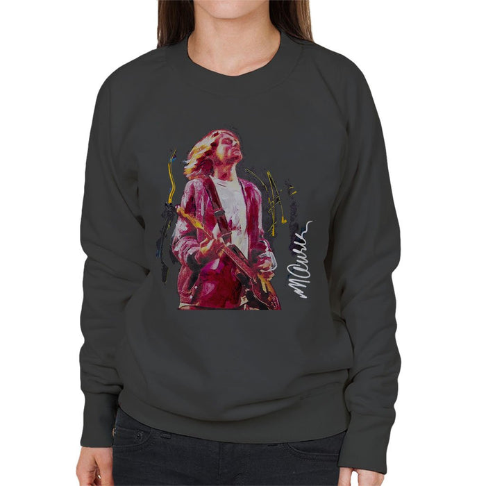 Sidney Maurer Original Portrait Of Kurt Cobain Guitar Womens Sweatshirt - Womens Sweatshirt