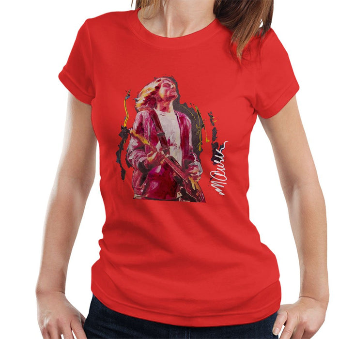 Sidney Maurer Original Portrait Of Kurt Cobain Guitar Womens T-Shirt - Womens T-Shirt