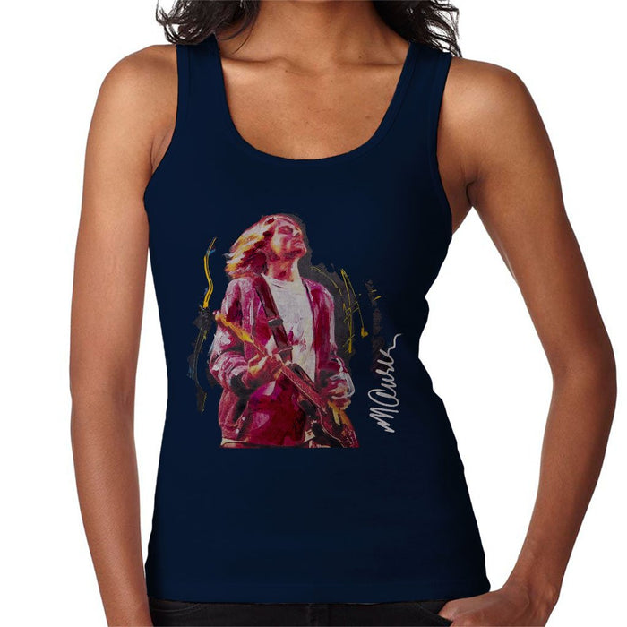 Sidney Maurer Original Portrait Of Kurt Cobain Guitar Womens Vest - Small / Navy Blue - Womens Vest