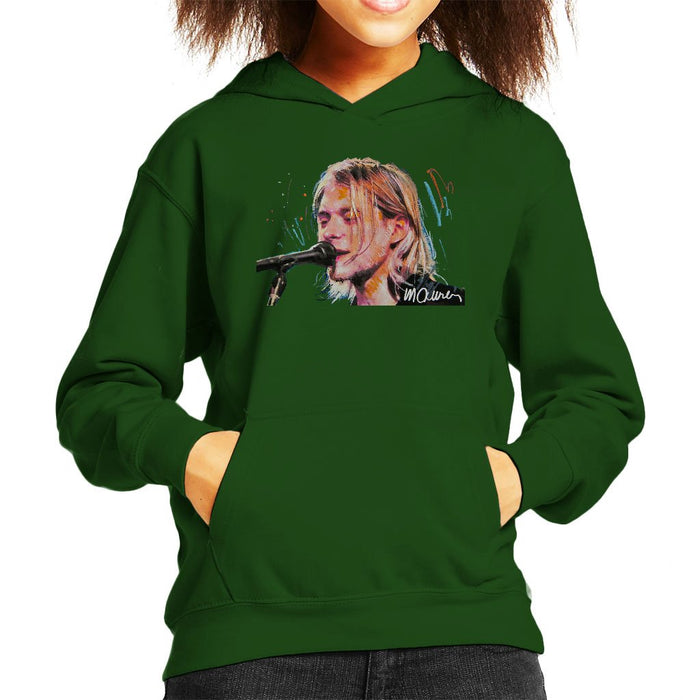 Sidney Maurer Original Portrait Of Kurt Cobain Singing Kids Hooded Sweatshirt - Kids Boys Hooded Sweatshirt