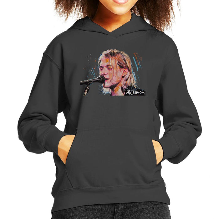 Sidney Maurer Original Portrait Of Kurt Cobain Singing Kids Hooded Sweatshirt - Kids Boys Hooded Sweatshirt